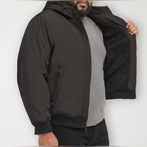 Dockers Mens Soft Shell Sherpa Bomber Jacket Black